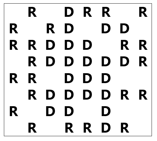 This map has 23 D's and 22 R's.