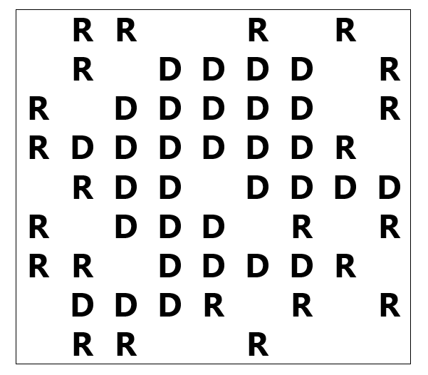 This map has 31 D's and 23 R's.